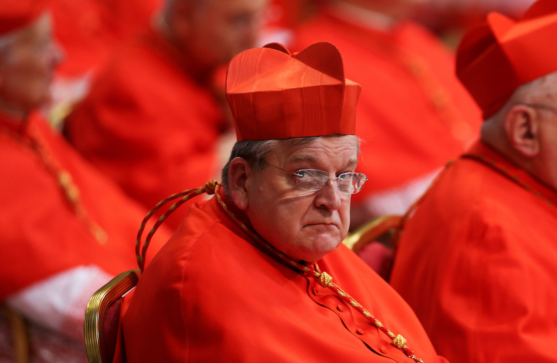 FILE PHOTO: Cardinal Raymond Leo Burke attends a consistory in Saint Peter's Basilica at the Vatican